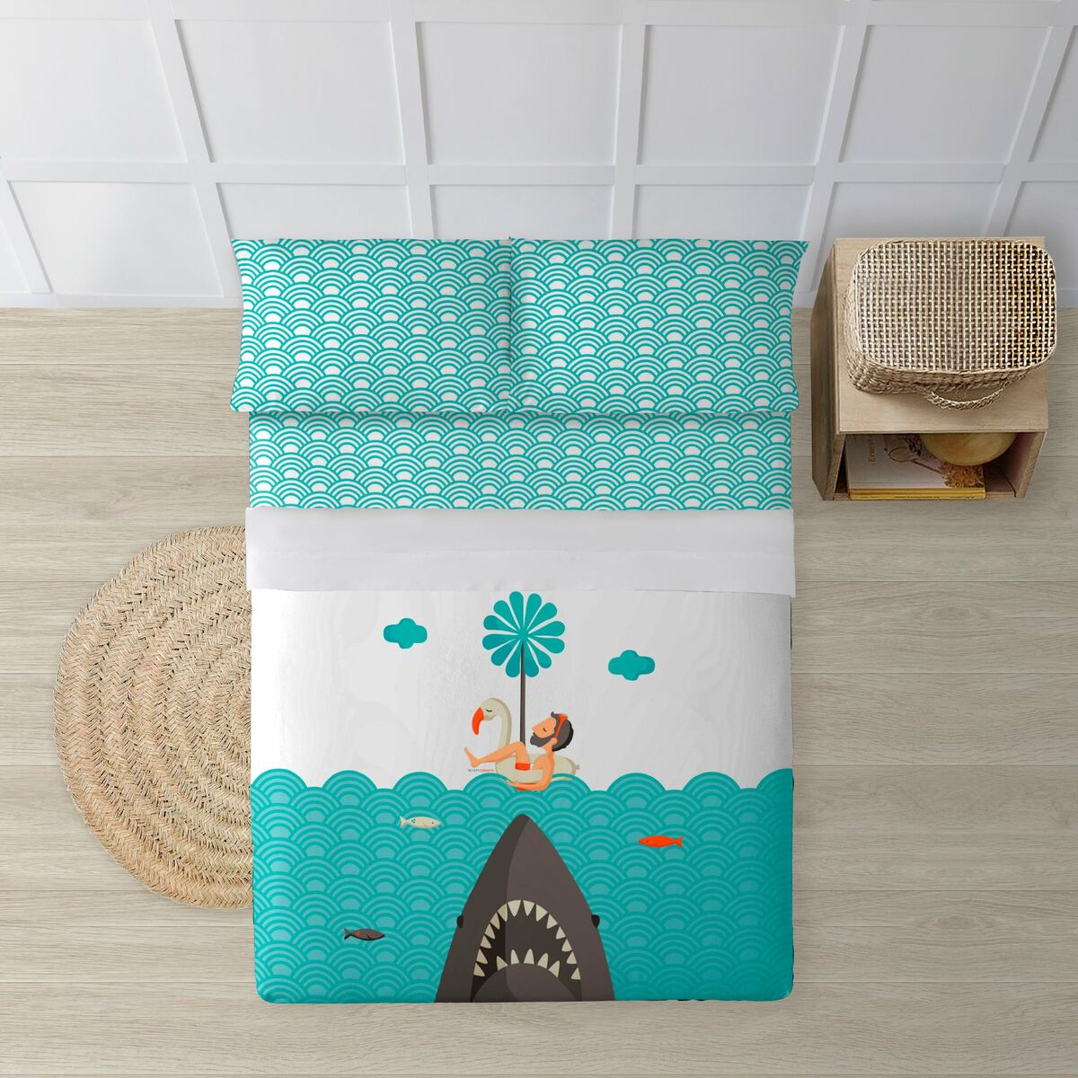 Set di Lenzuola Decolores Jaws Multicolore 175 x 270 cm