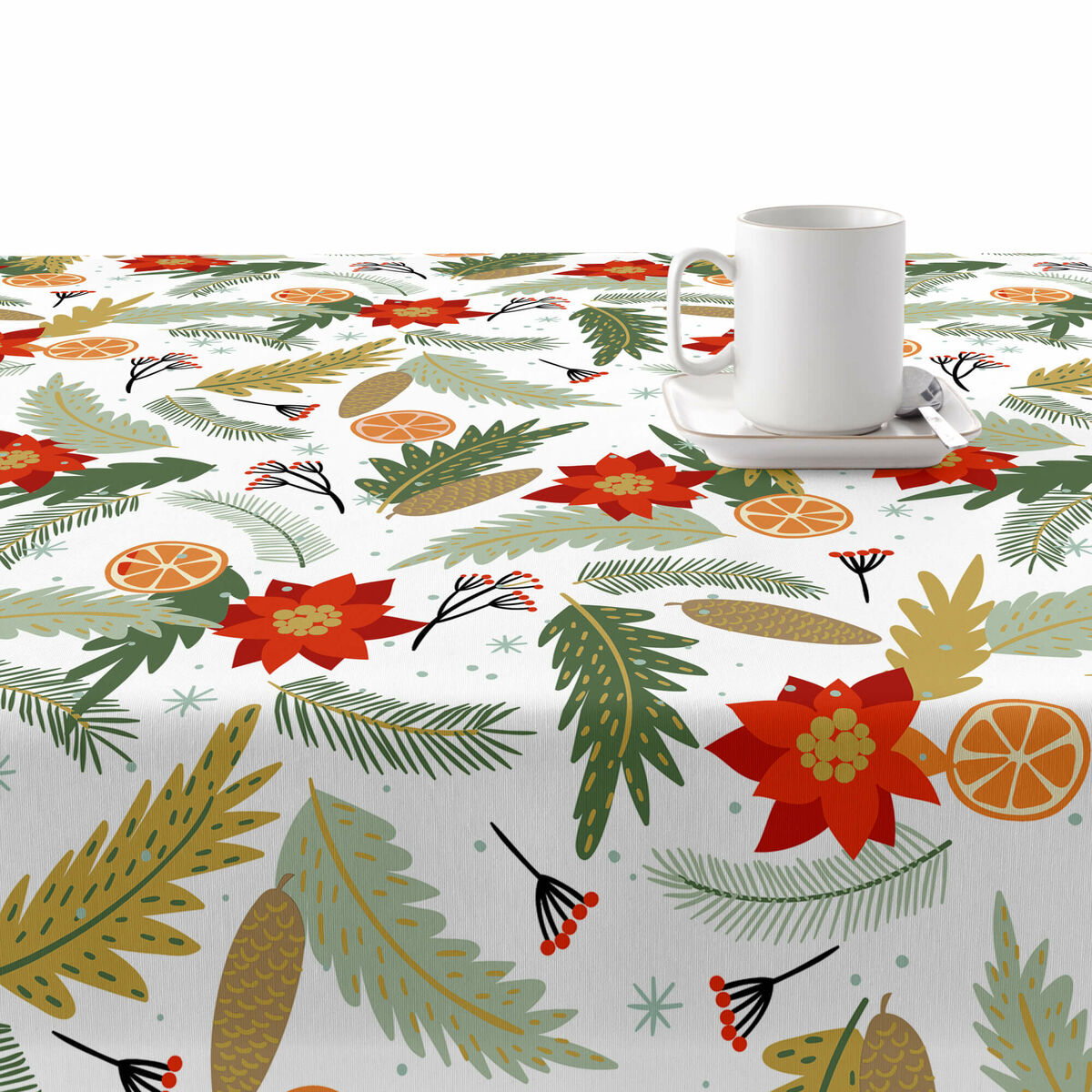 Tovaglia in resina antimacchia Mauré Merry Christmas 250 x 140 cm