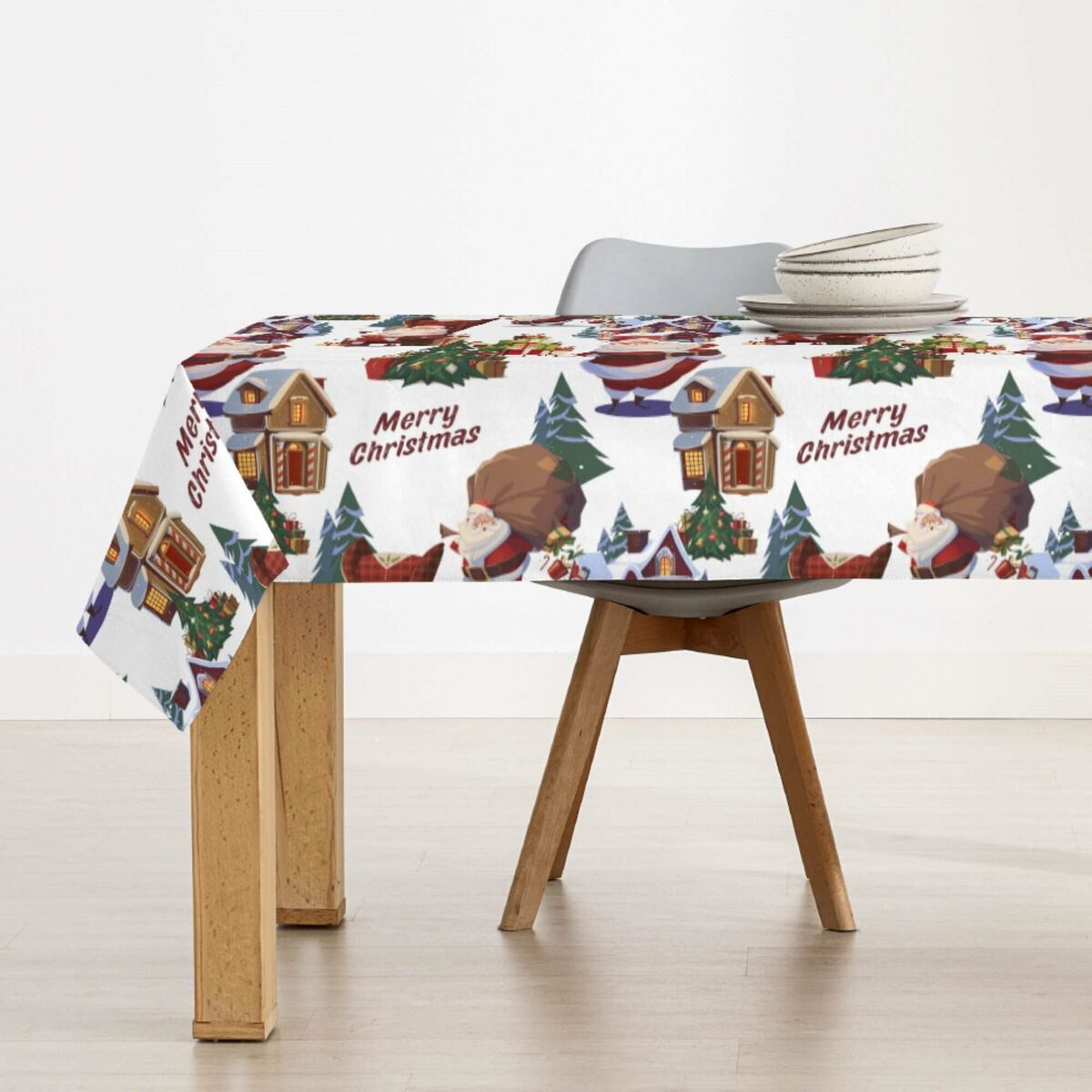 Tovaglia in resina antimacchia Mauré Papa Noel 200 x 140 cm