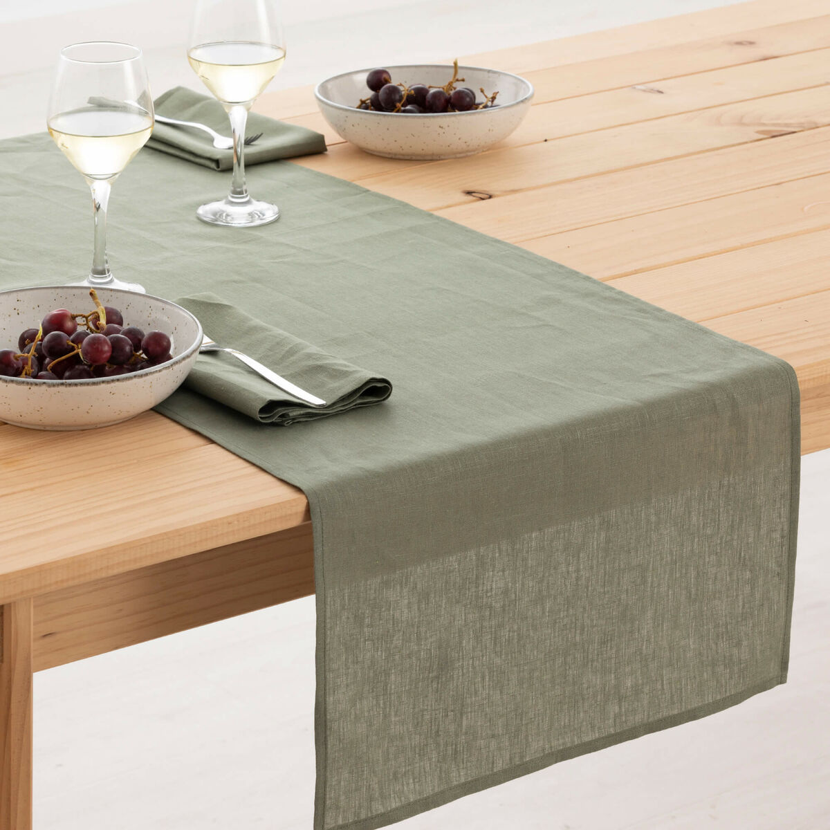 Runner da Tavolo Mauré Verde militare 45 x 140 cm