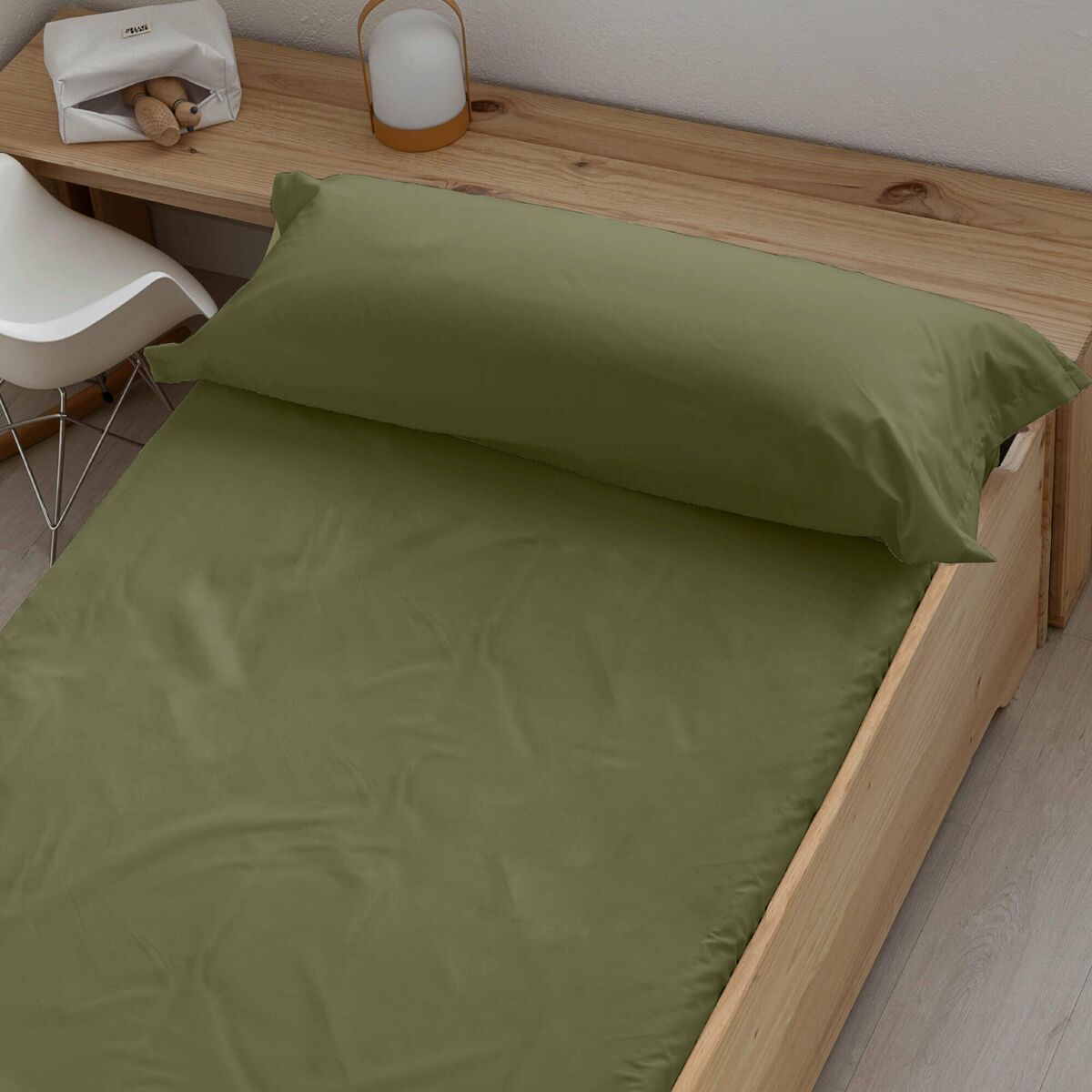 Lenzuolo con angoli aderenti Ripshop Liso Verde 140 x 200 cm