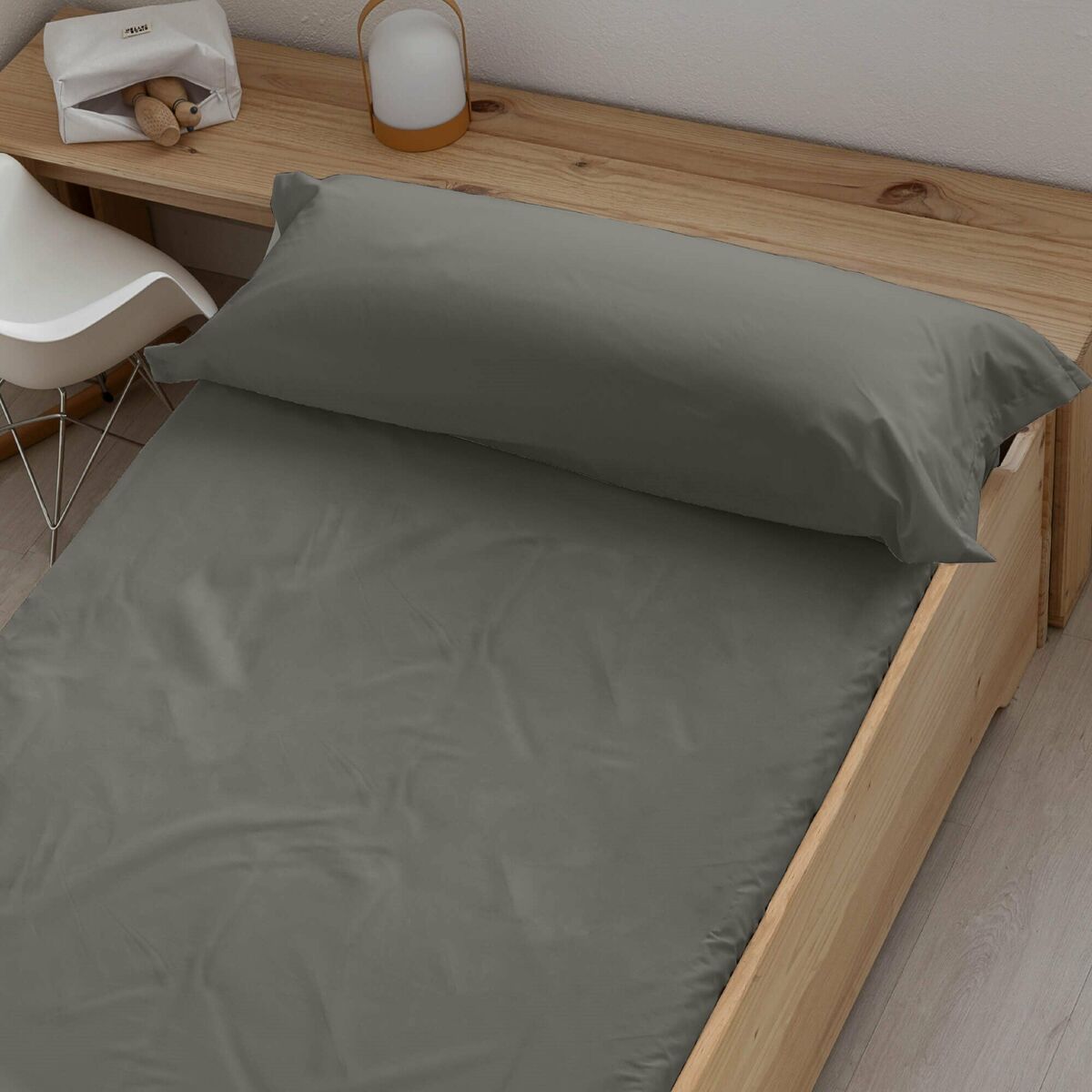 Lenzuolo con angoli aderenti Ripshop Liso Antracite Grigio scuro 140 x 200 cm