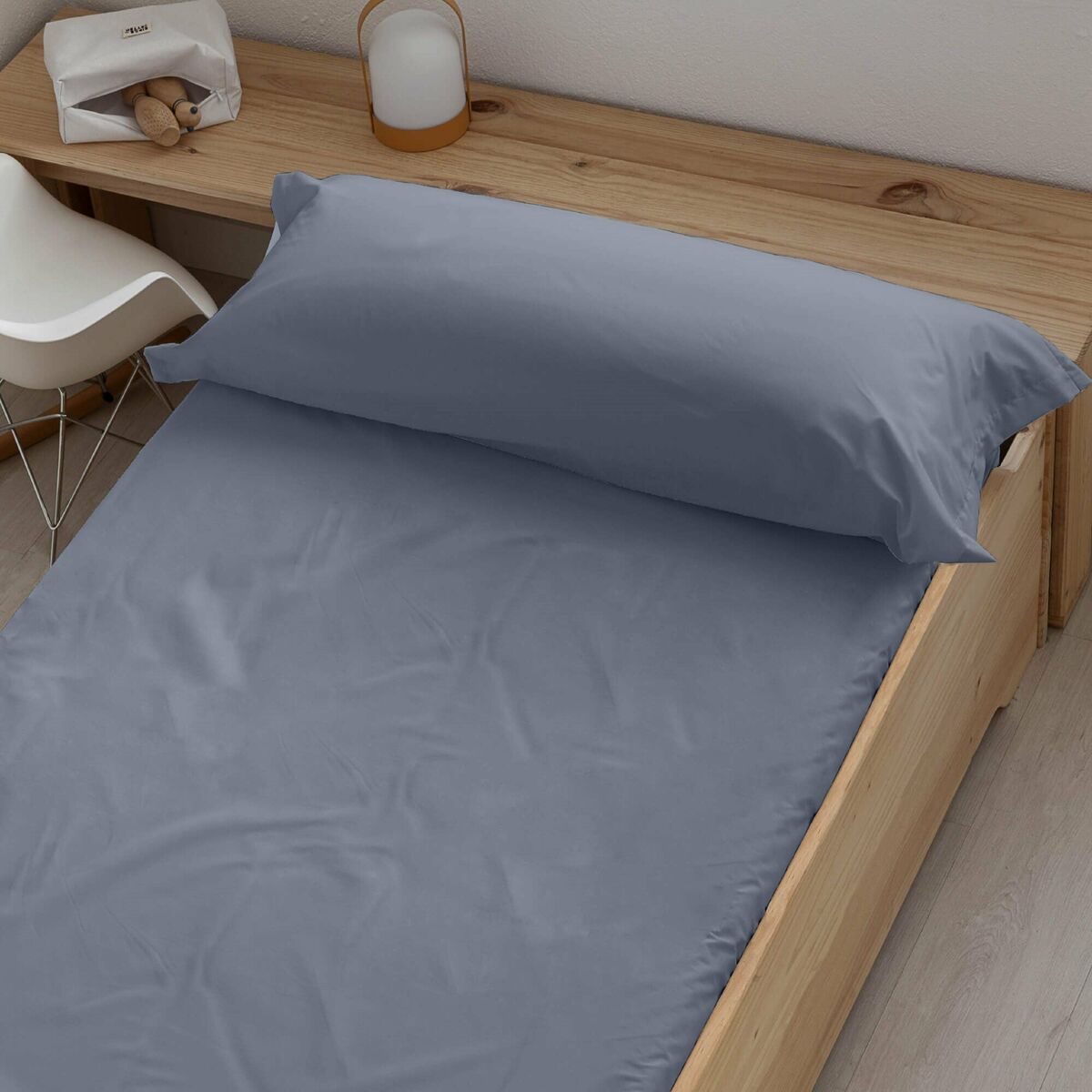 Lenzuolo con angoli aderenti Ripshop Liso Azzurro 140 x 200 cm