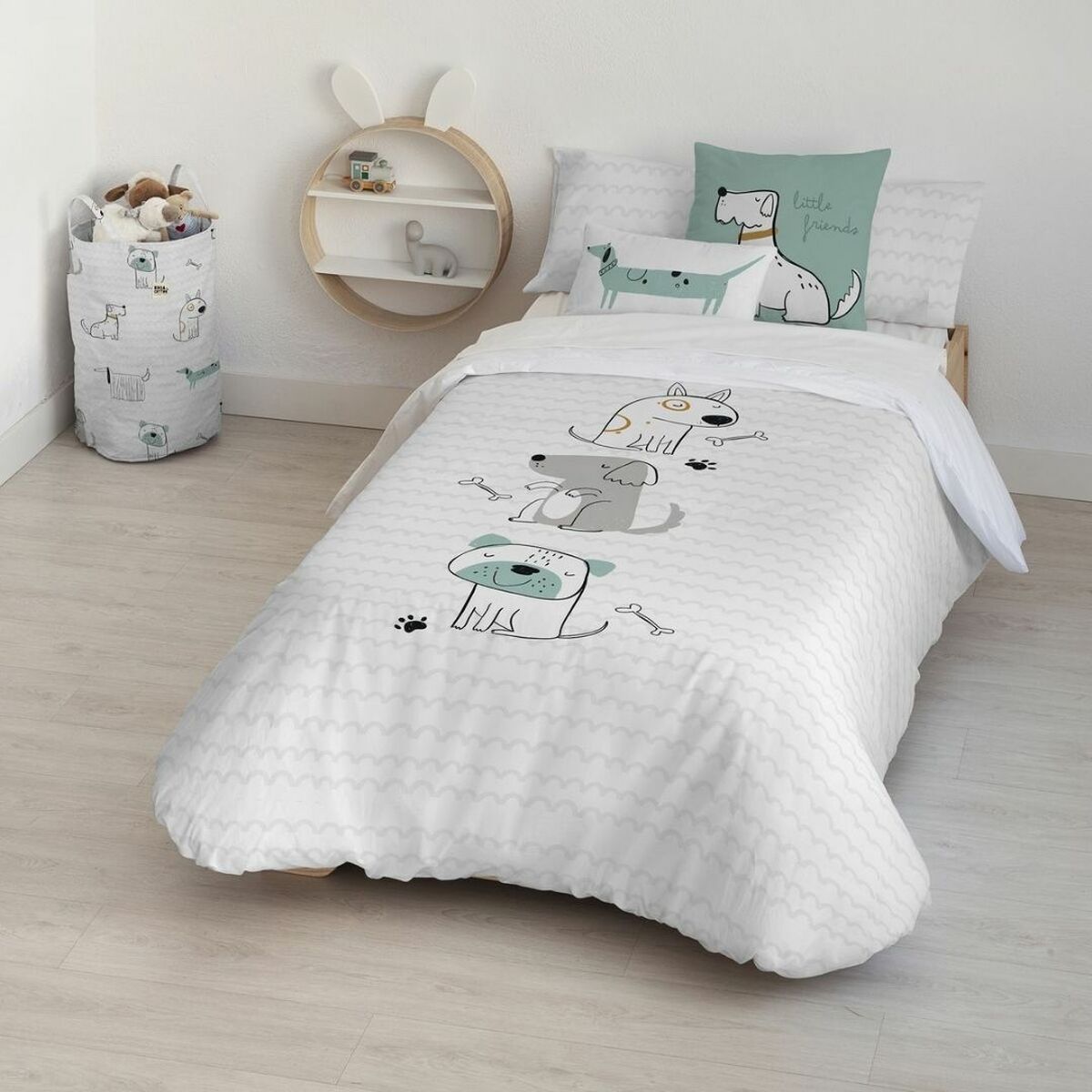 Copripiumino Kids&Cotton Huali Big Azzurro Bianco 180 x 240 cm