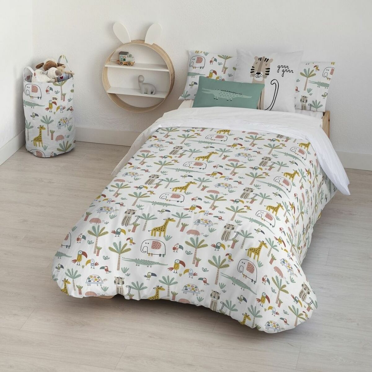 Copripiumino Kids&Cotton Jeddah Small Bianco Menta 180 x 240 cm