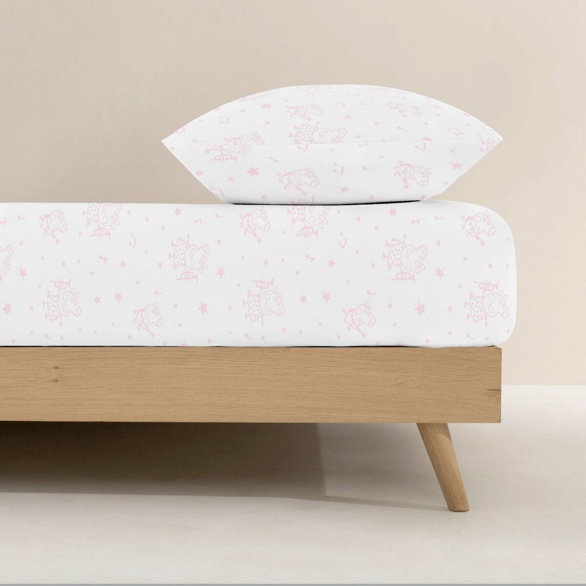 Lenzuolo con angoli aderenti Peppa Pig Bianco Rosa 105 x 200 cm