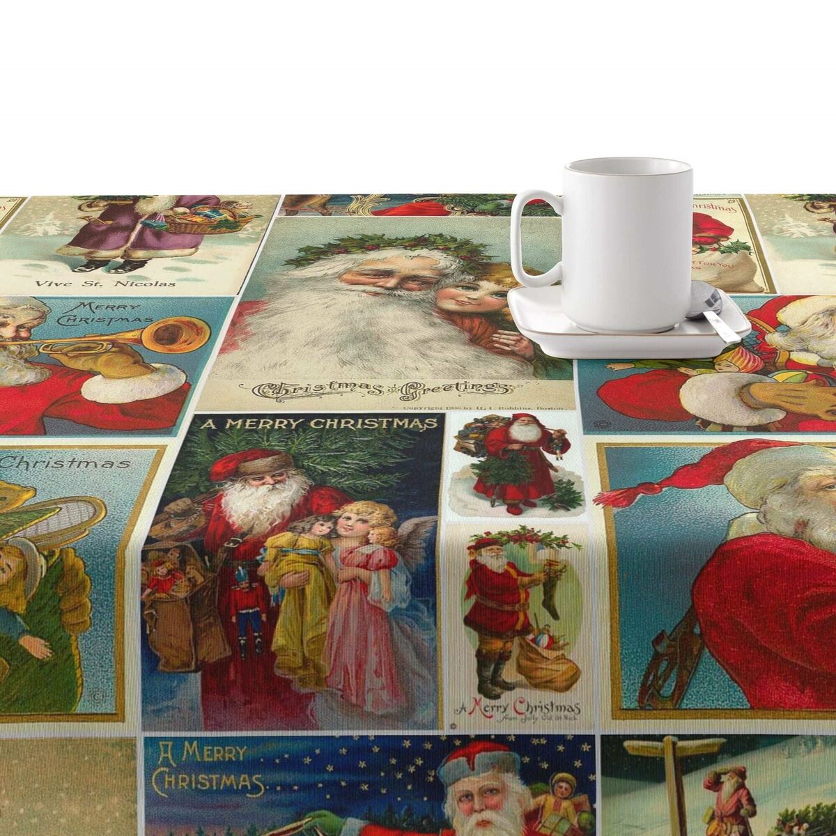 Tovaglia in resina antimacchia Mauré Vintage Christmas 200 x 140 cm