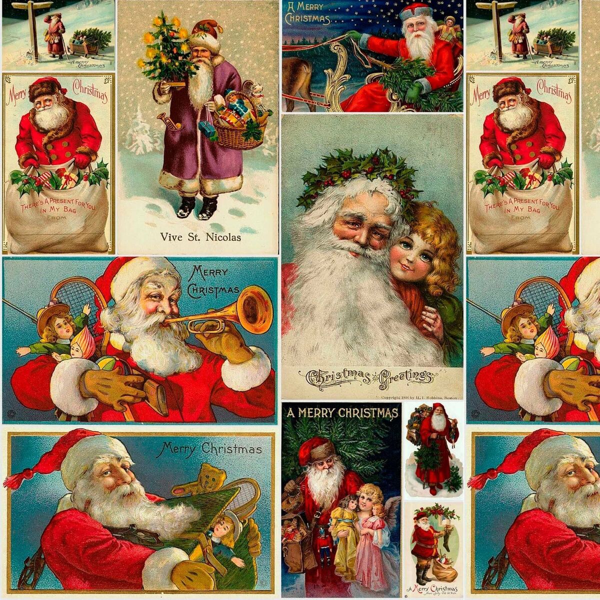 Tovaglia in resina antimacchia Mauré Vintage Christmas 300 x 140 cm