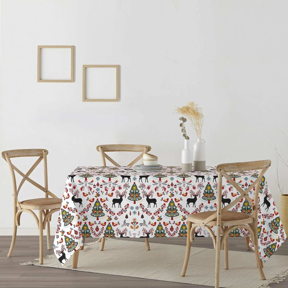 Tovaglia in resina antimacchia Mauré Merry Christmas 140 x 140 cm