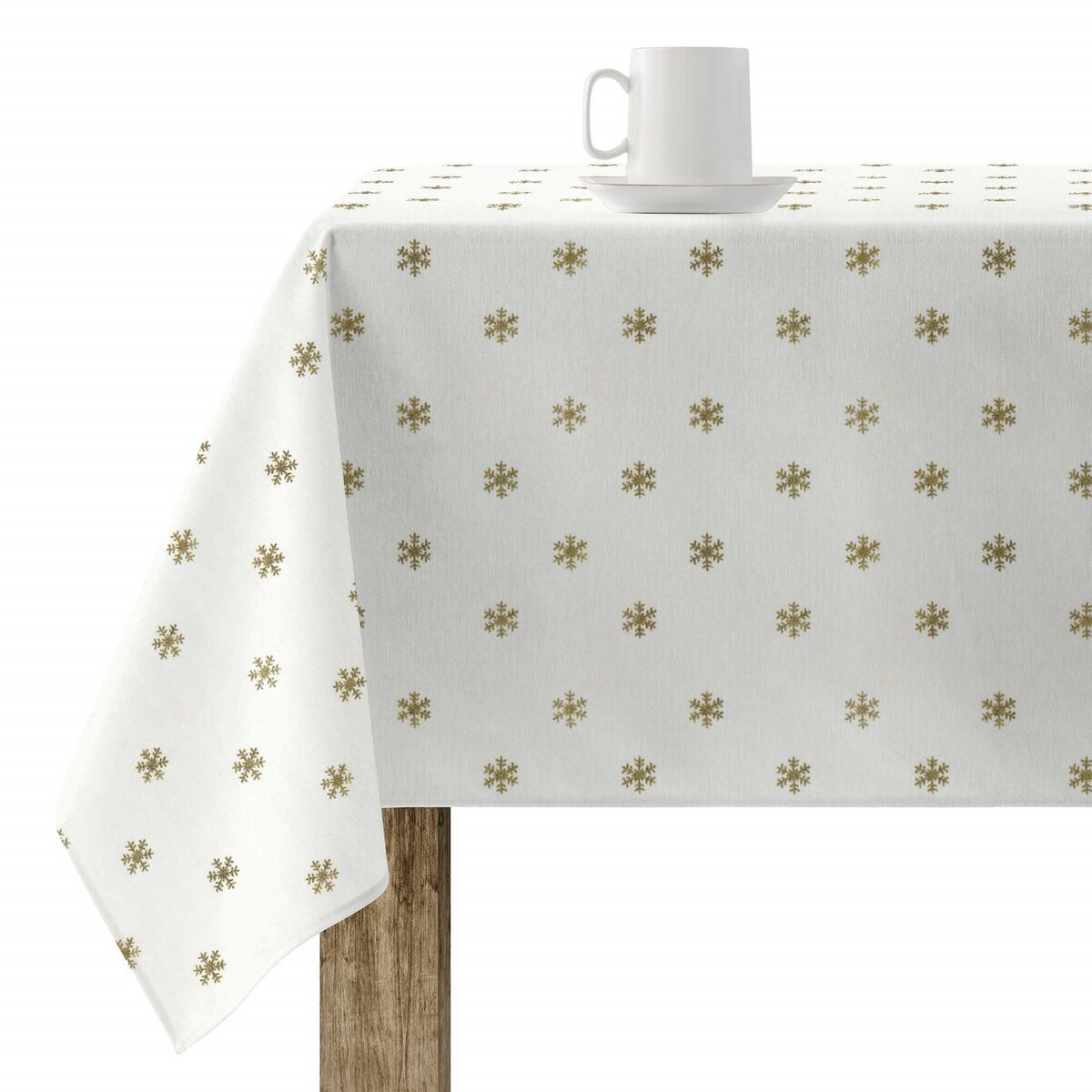 Tovaglia in resina antimacchia Mauré Snowflakes Gold 140 x 140 cm