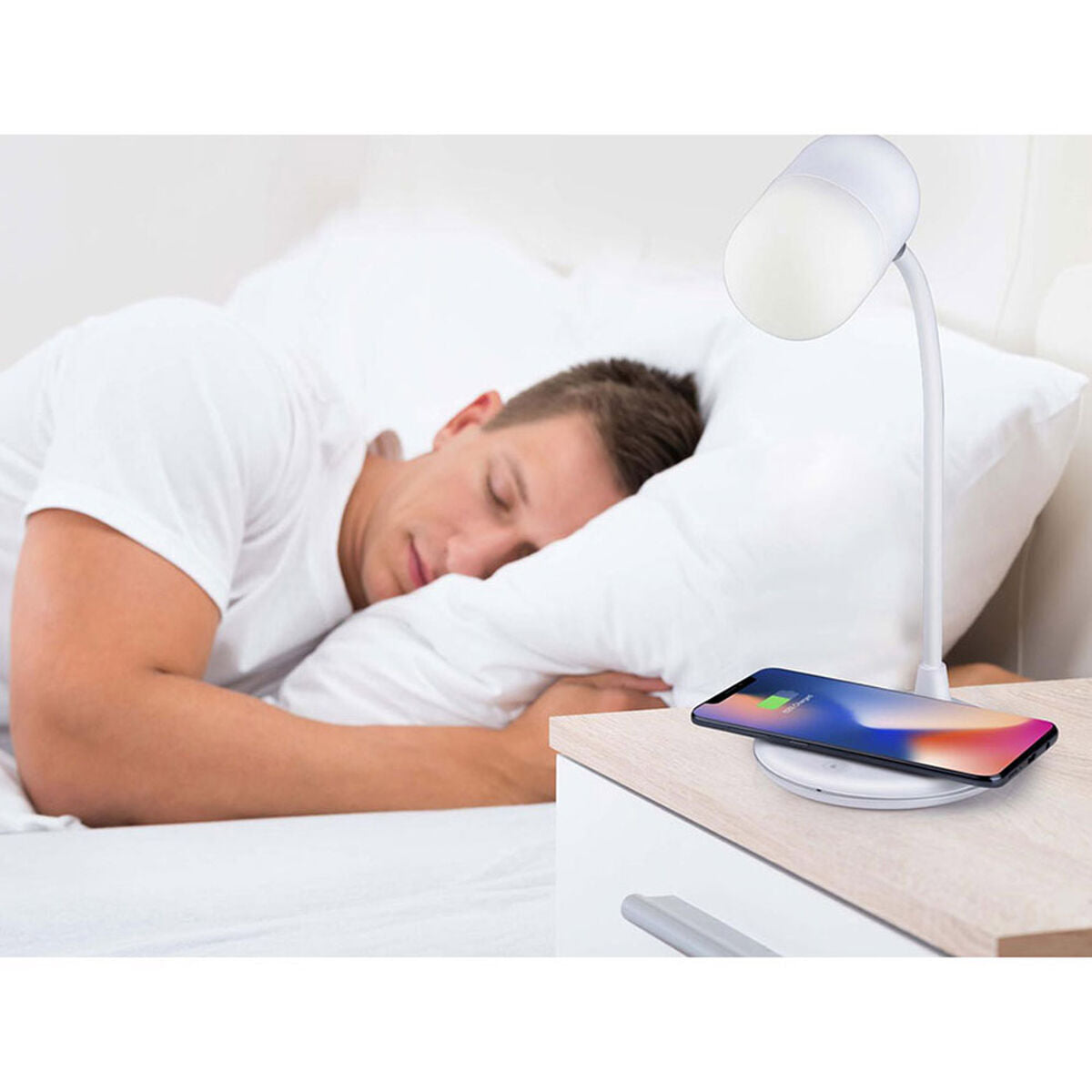 Lampada LED con Altoparlante e Caricabatterie Senza Fili Grundig Bianco Ø 12 x 26 cm Plastica 3 in 1