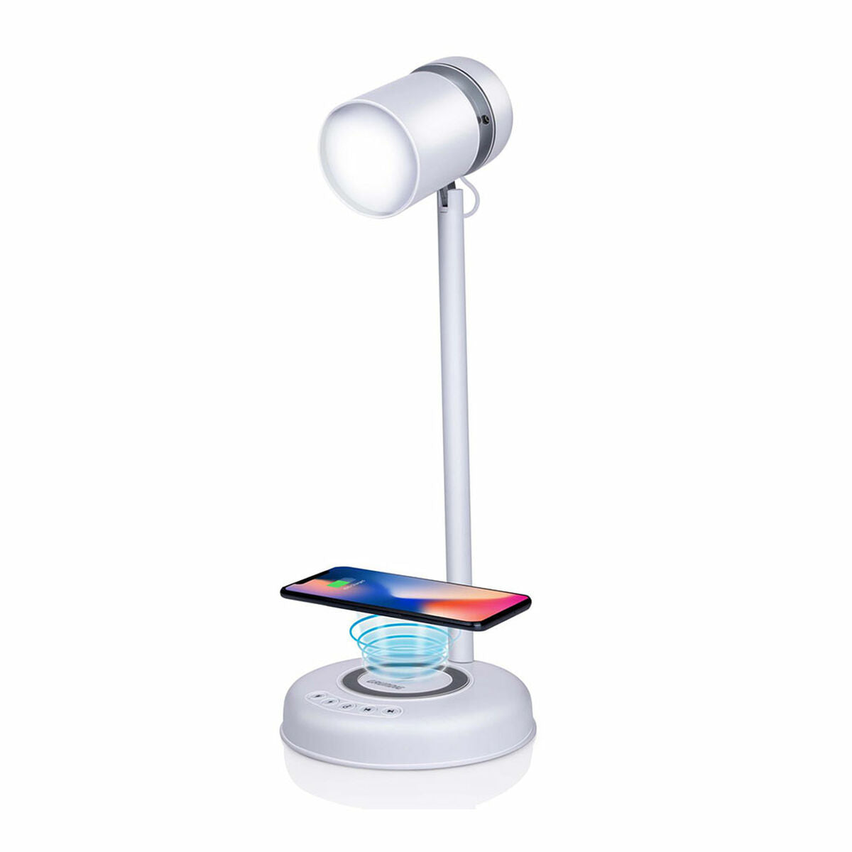 Lampada LED con Altoparlante e Caricabatterie Senza Fili Grundig Bianco Ø 12 x 34 cm Plastica 3 in 1
