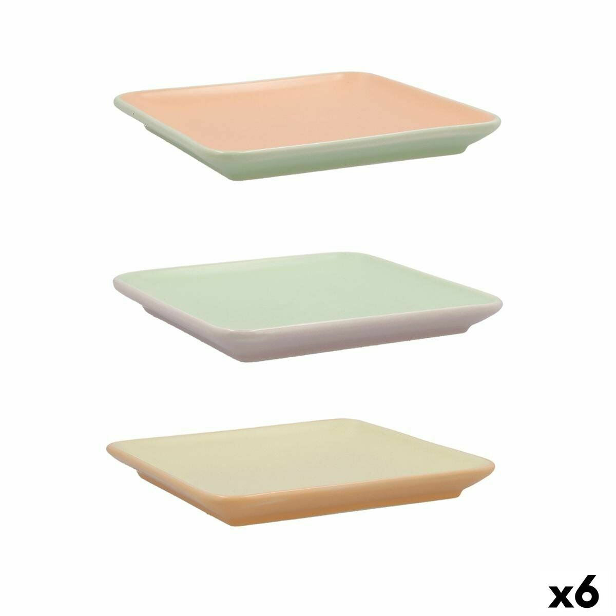 Vassoio per aperitivi Quid Vitamina Bicolore Ceramica 15 x 15 cm (6 Unità)