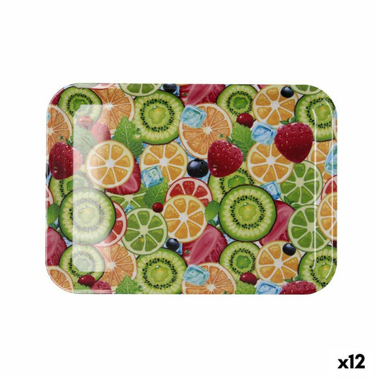 Vassoio per la colazione Quid Habitat Multicolore Plastica 32 x 23 x 1,7 cm Con manici Frutta (12 Unità)