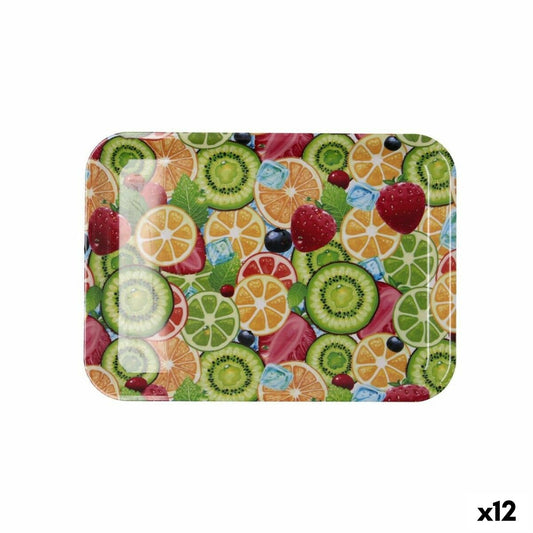 Vassoio per la colazione Quid Habitat Multicolore Plastica 28 x 20 x 1,5 cm Con manici Frutta (12 Unità)