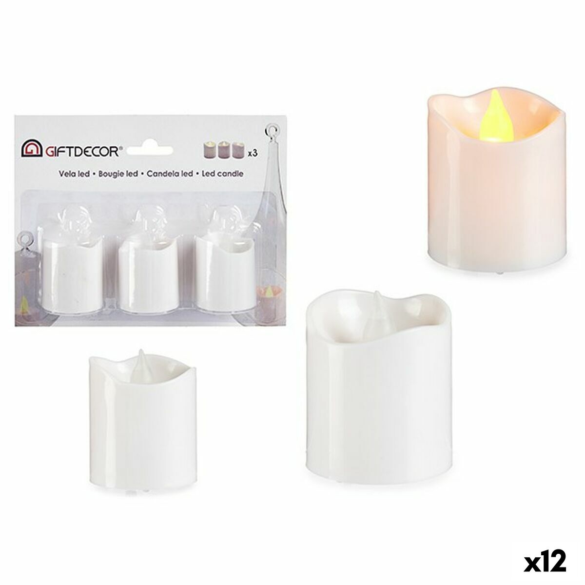 Set di Candele 3,7 x 3,7 x 5 cm Bianco (12 Unità)