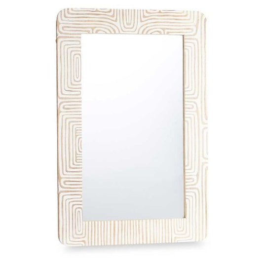 Specchio da parete Bianco Marrone Legno di mango Curva 90 x 60 x 2 cm