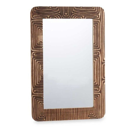 Specchio da parete Marrone Legno di mango Curva 90 x 60 x 2 cm