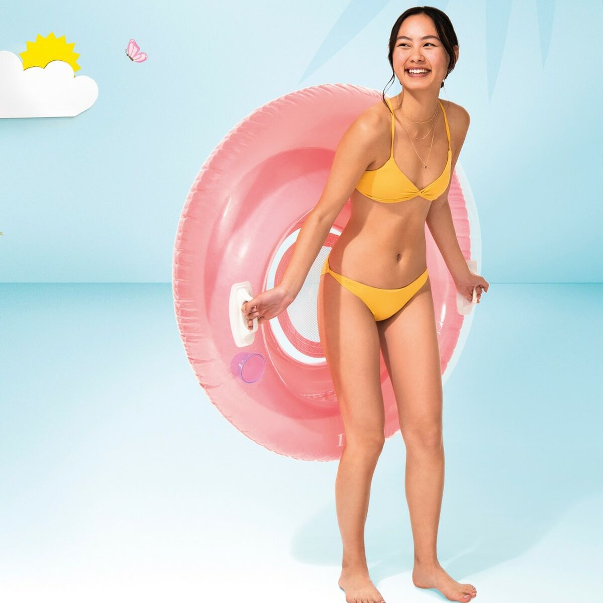 Poltrona da Piscina Gonfiabile Intex Rotondo Ø 119 cm 119 x 119 cm (6 Unità)