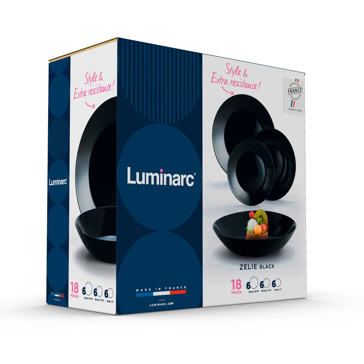 Servizio di Piatti Luminarc Zelie Nero Vetro 18 Pezzi