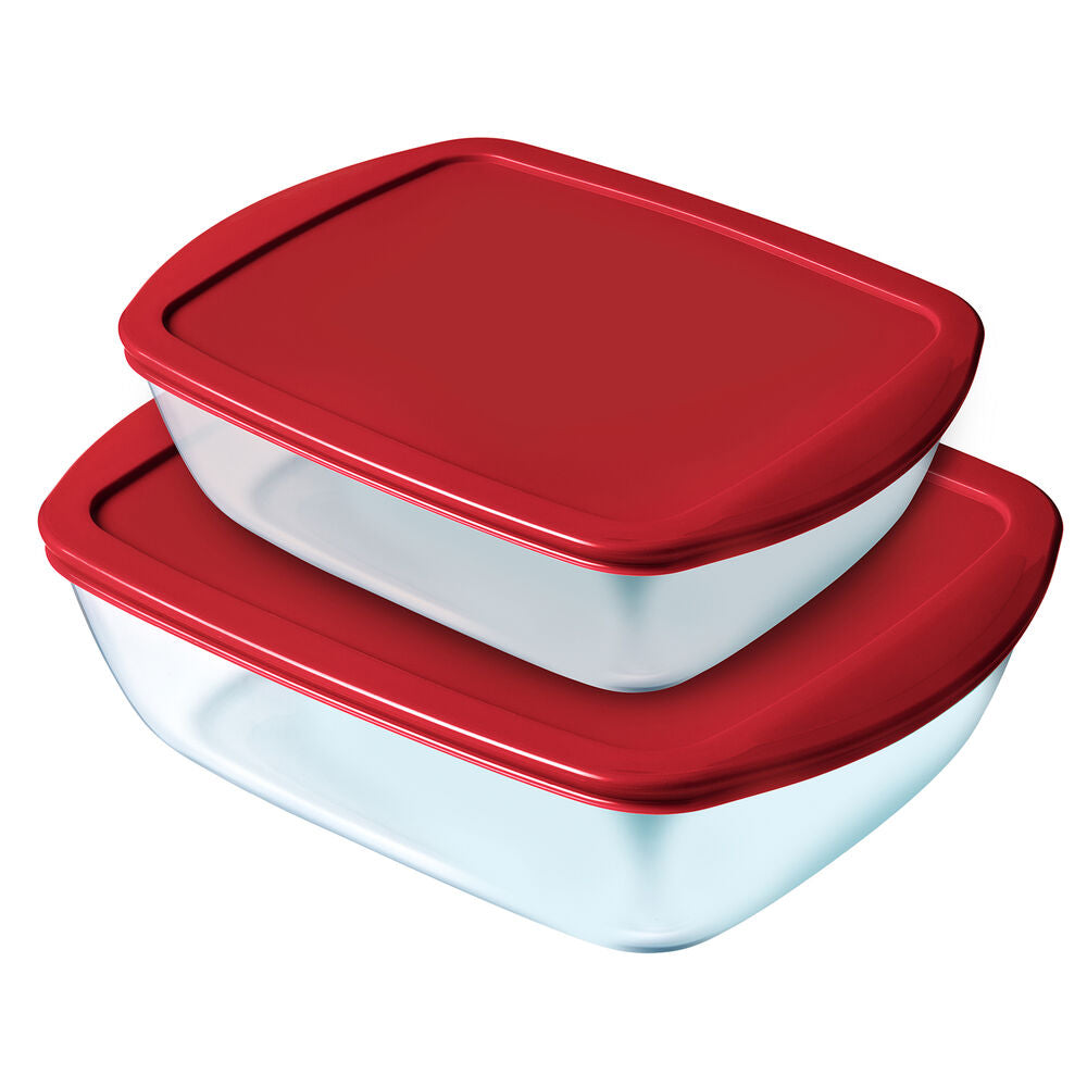 Set di scatole porta pranzo Pyrex Cook & Store Cristallo Rosso (1,1 / 1,5 L) (2 pcs)