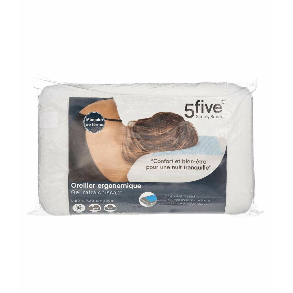 Cuscino cervicale Tevere 5five Gel Ergonomico Rinfrescante 50 x 30 x 12 cm