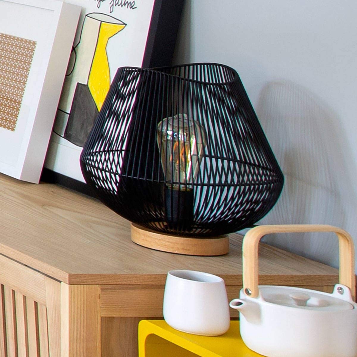 Lampada da tavolo Atmosphera Jena Nero Metallo 40 W (Ø 28 x 26 cm)