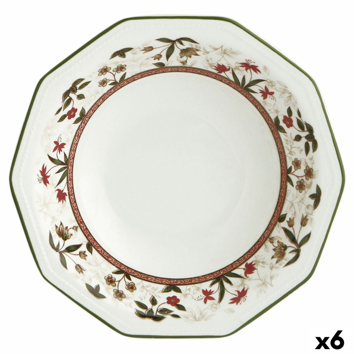 Piatto Fondo Queen´s By Churchill Assam Floreale Ø 20,5 cm Ceramica servizio di piatti (6 Unità)