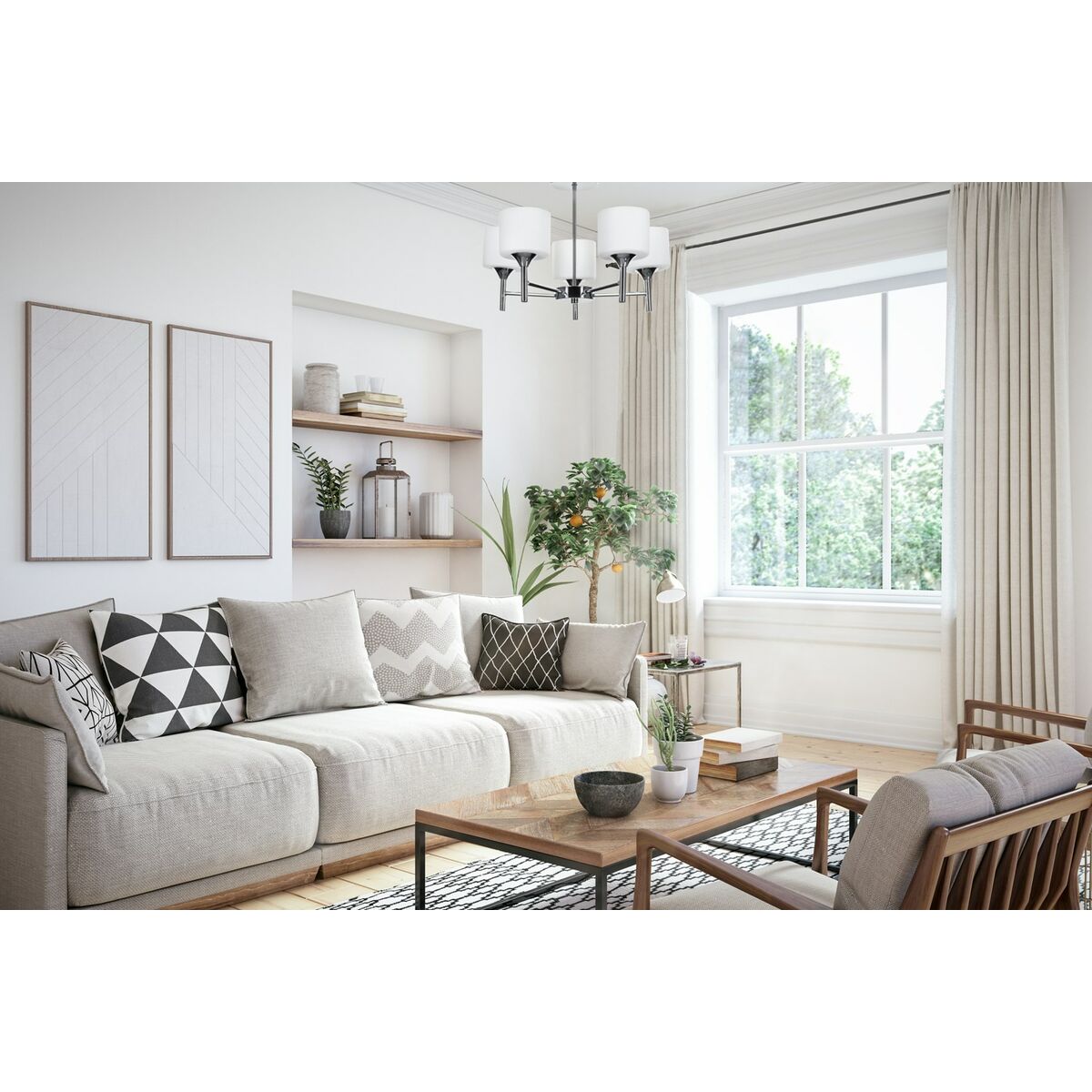 Lampadario Activejet AJE-MIRA 5P Bianco Argentato Metallo 40 W 47,5 x 34 x 47,5 cm