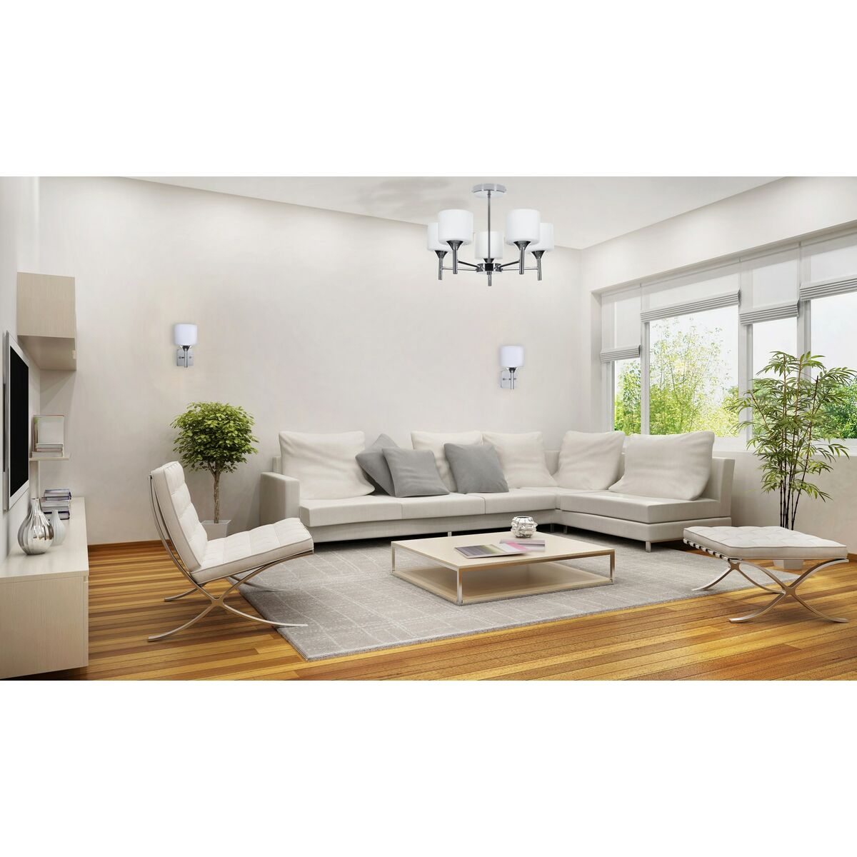 Lampadario Activejet AJE-MIRA 5P Bianco Argentato Metallo 40 W 47,5 x 34 x 47,5 cm