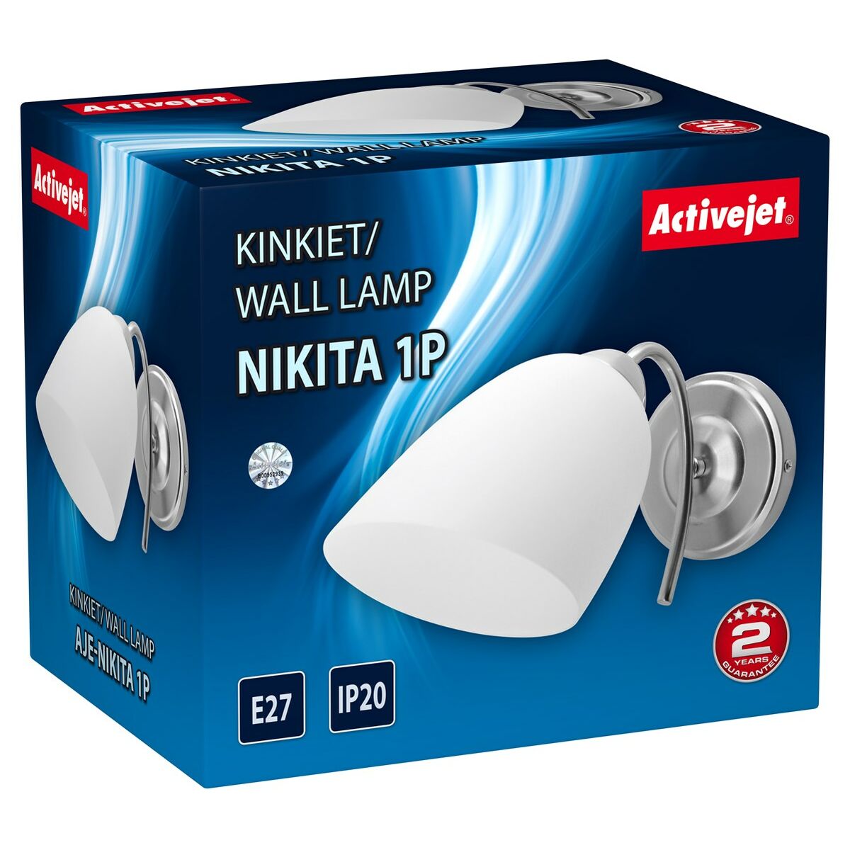 Applique da Parete Activejet NIKITA 1P Nikiel Bianco nichel Metallo Vetro 60 W 26 x 12 x 12,5 cm 30 x 12 x 15 cm