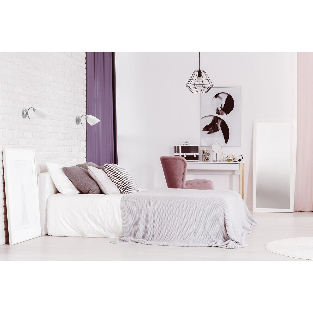 Applique da Parete Activejet NIKITA 1P Nikiel Bianco nichel Metallo Vetro 60 W 26 x 12 x 12,5 cm 30 x 12 x 15 cm