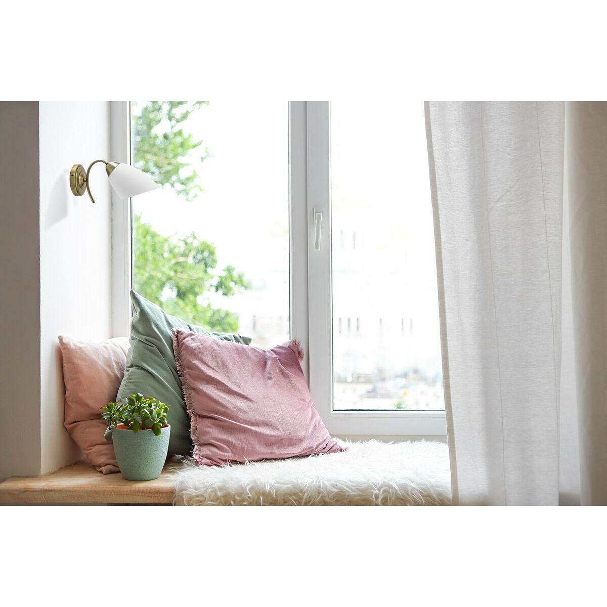 Applique da Parete Activejet NIKITA 1P Patyna Bianco Metallo Vetro 60 W 30 x 12 x 15 cm
