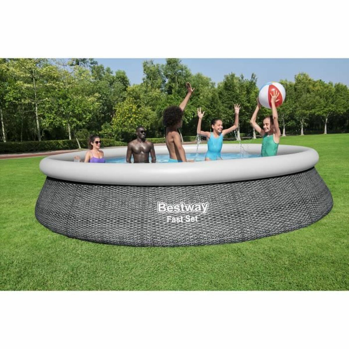 Piscina Gonfiabile Bestway 457 x 84 cm Grigio 9677 L