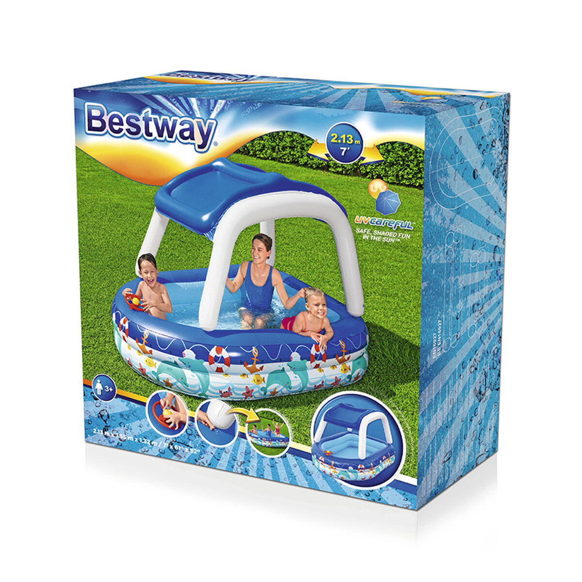 Piscina Gonfiabile per Bambini Bestway Barca 213 x 155 x 132 cm Bianco