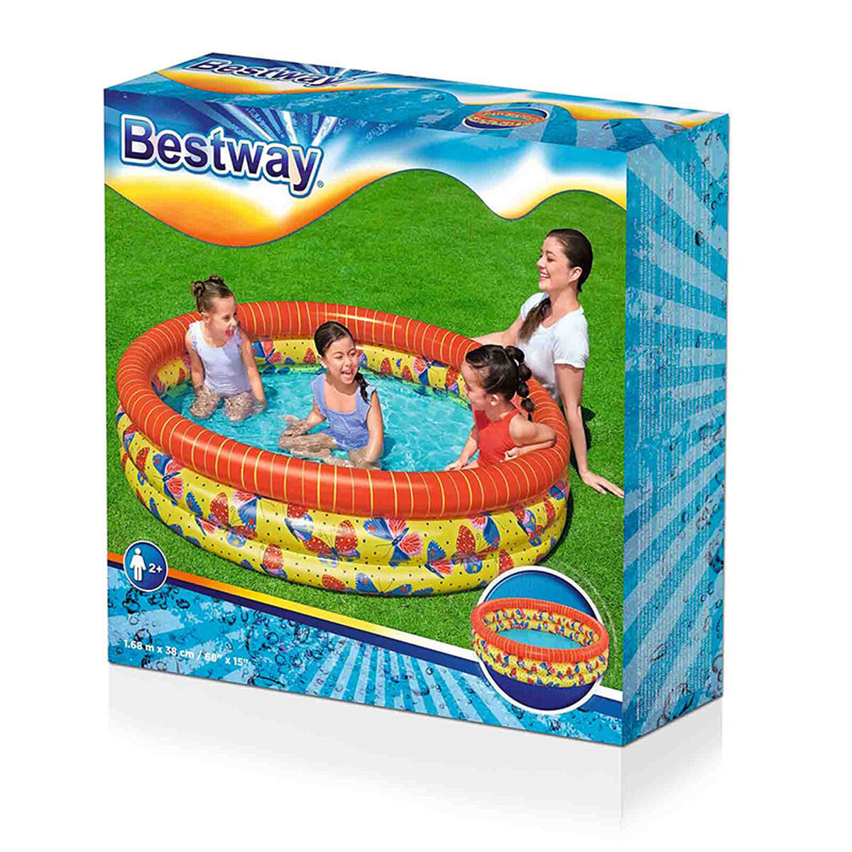 Piscina Gonfiabile per Bambini Bestway Farfalle 168 x 38 cm