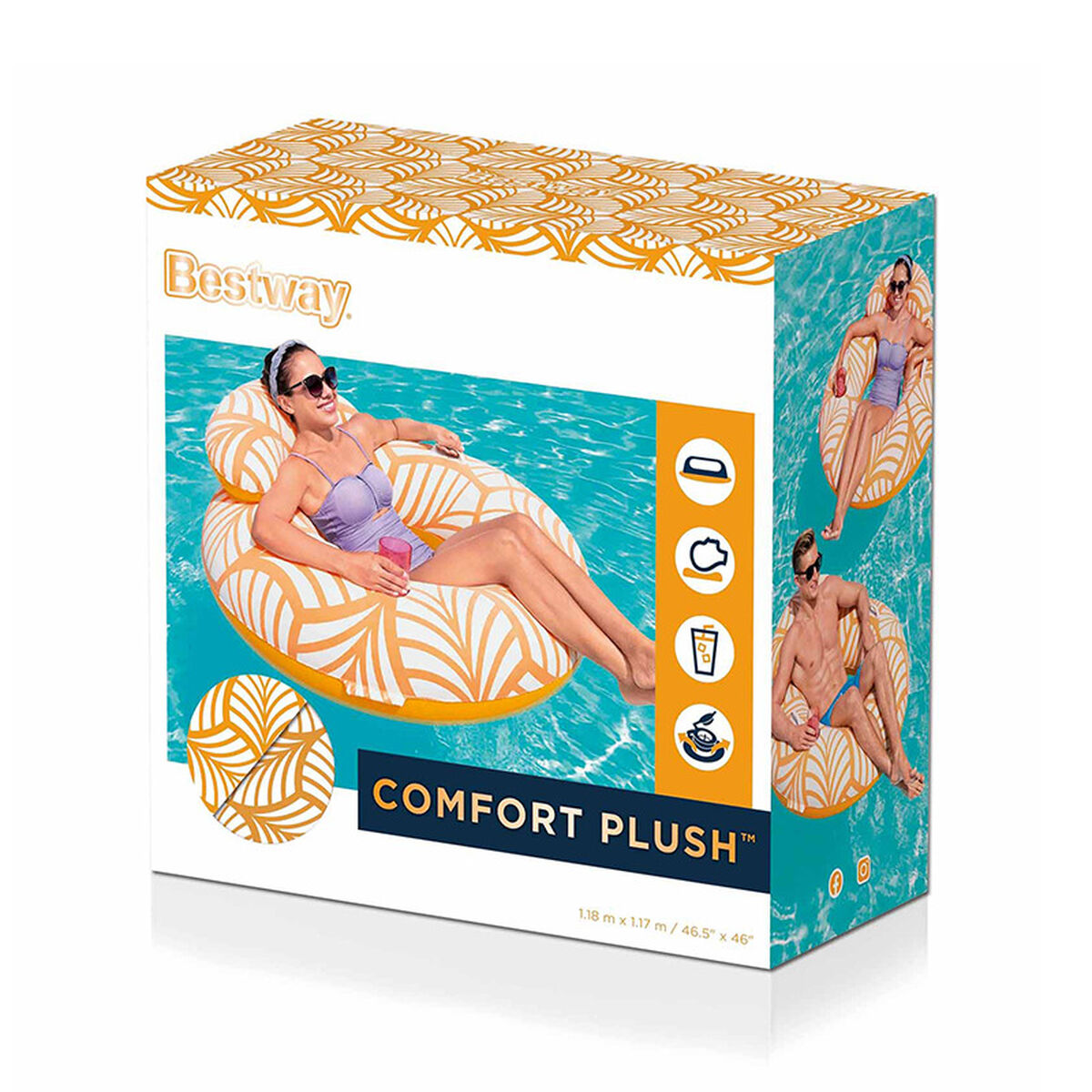 Poltrona da Piscina Gonfiabile Bestway Deluxe Arancio 118 x 117 cm