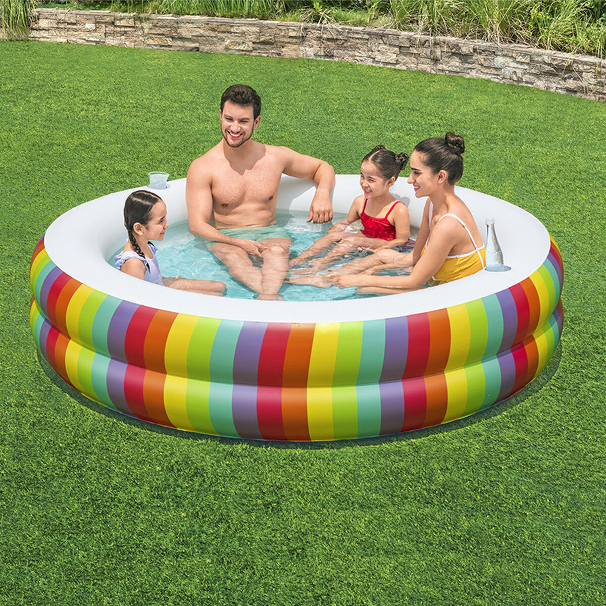 Piscina Gonfiabile per Bambini Bestway 206 x 206 x 51 cm Arcobaleno