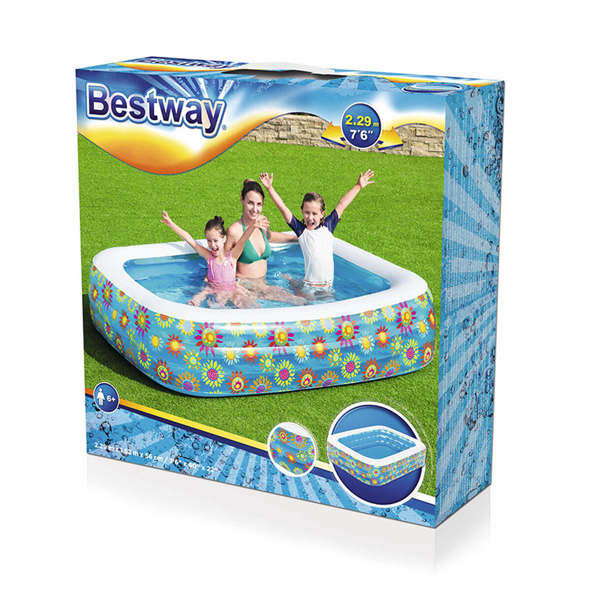 Piscina Gonfiabile per Bambini Bestway Floreale 229 x 152 x 56 cm Azzurro