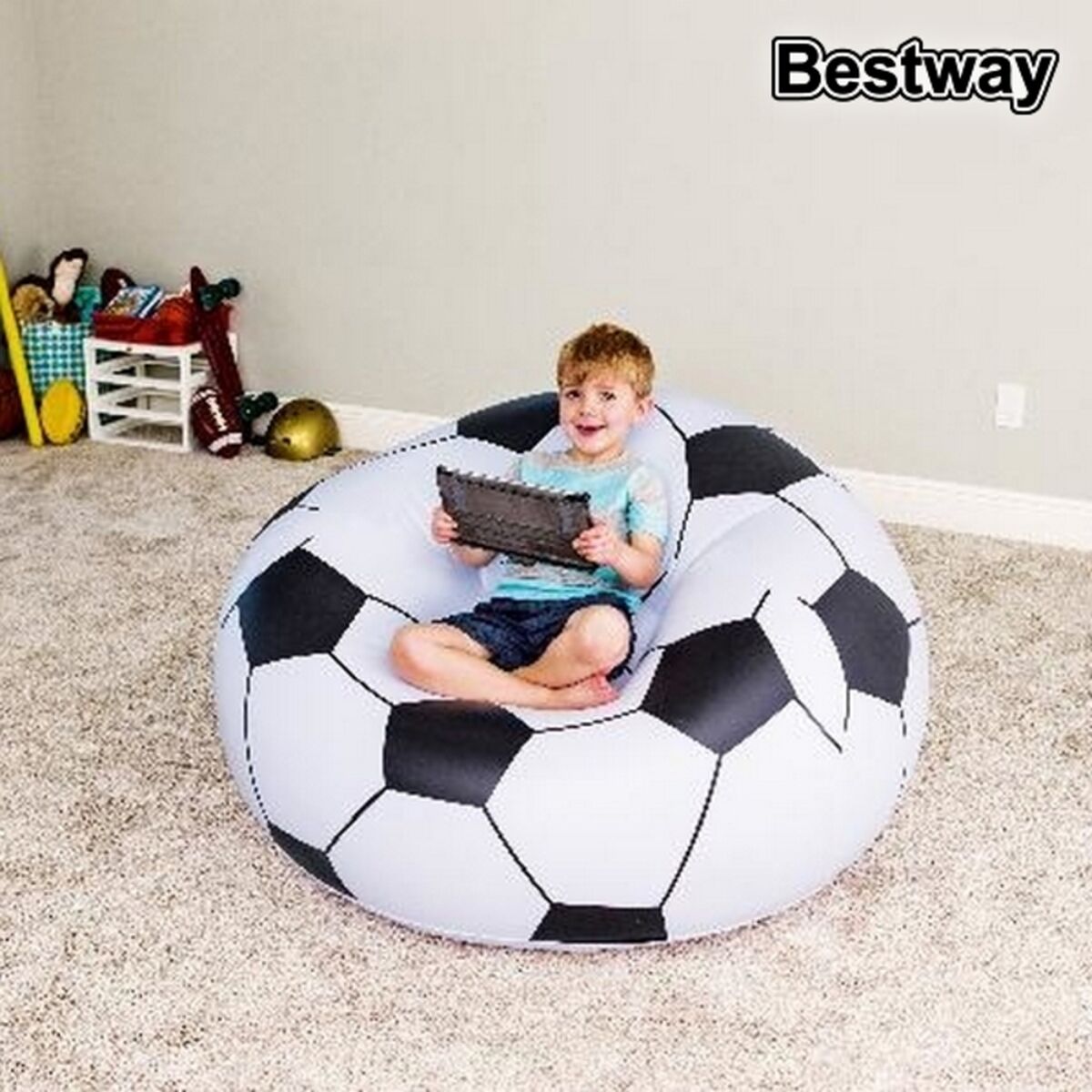 Pouf Gonfiabile Bestway Pallone da Calcio 114 x 112 x 71 cm