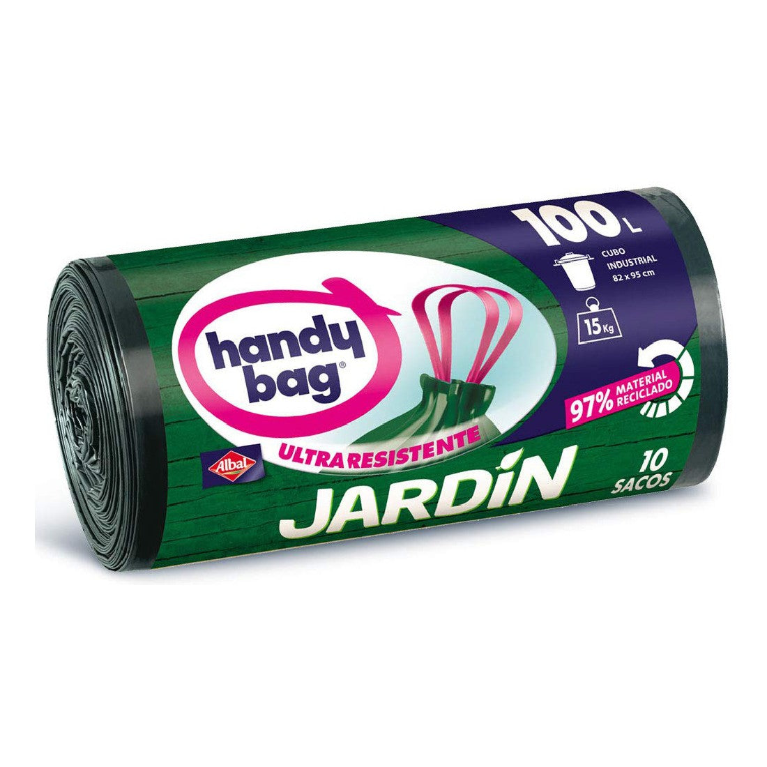 Sacchetti per la Spazzatura Handy Bag Albal Giardino 100 L (10 pezzi)