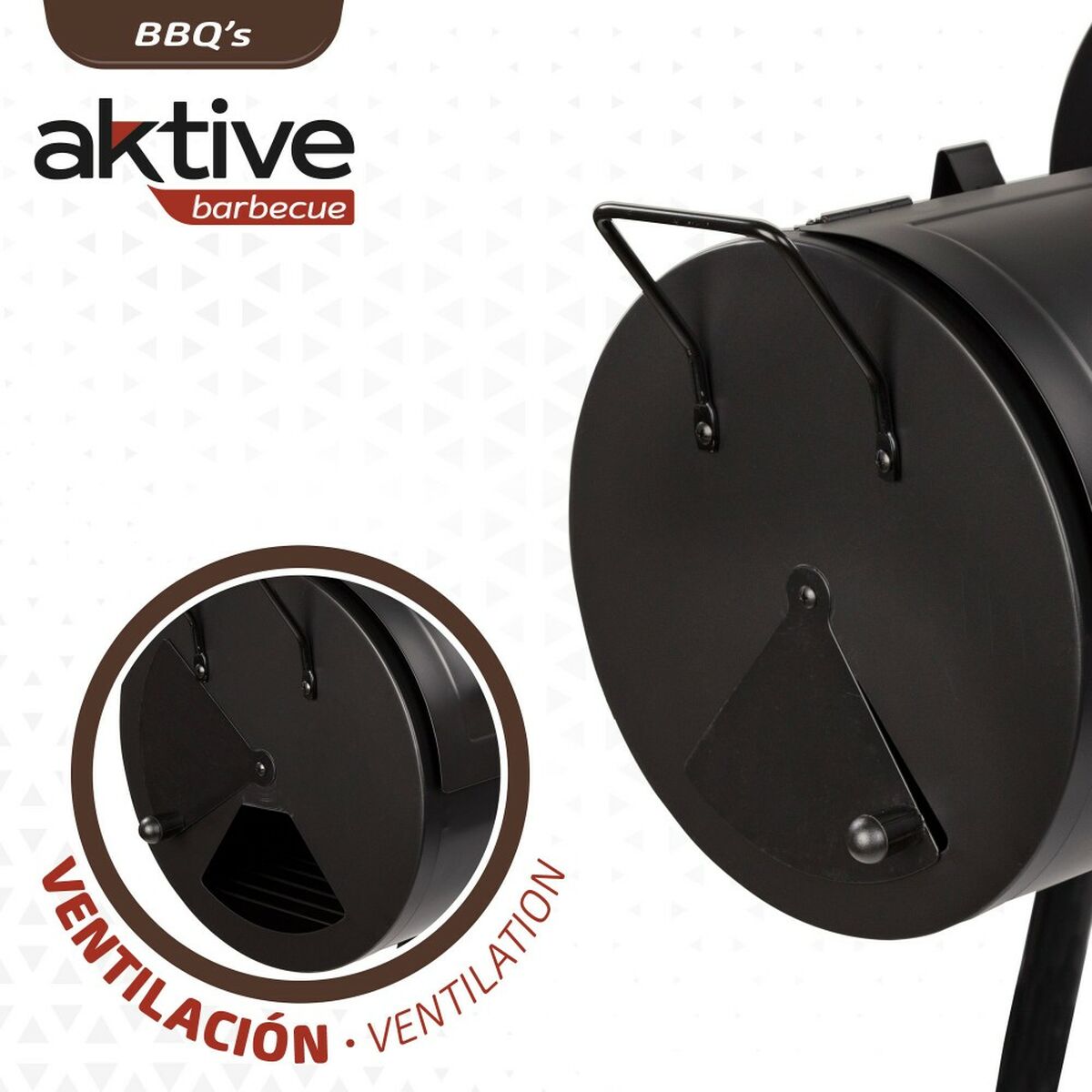 Barbecue a Carboni con Ruote Aktive Nero 106 x 106 x 61 cm