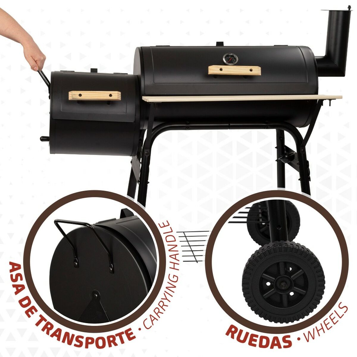 Barbecue a Carboni con Ruote Aktive Nero 106 x 106 x 61 cm