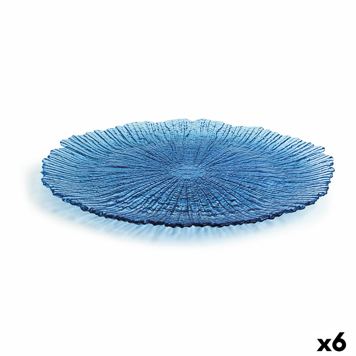 Piatto Piano Quid Mar de Viento Azzurro Vetro (Ø 32 cm) (Pack 6x)