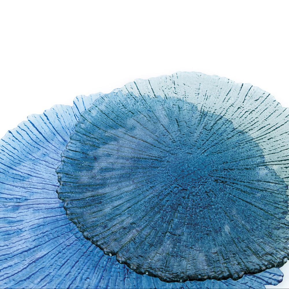 Piatto Piano Quid Mar de Viento Turchese Vetro (Ø 32 cm) (Pack 6x)