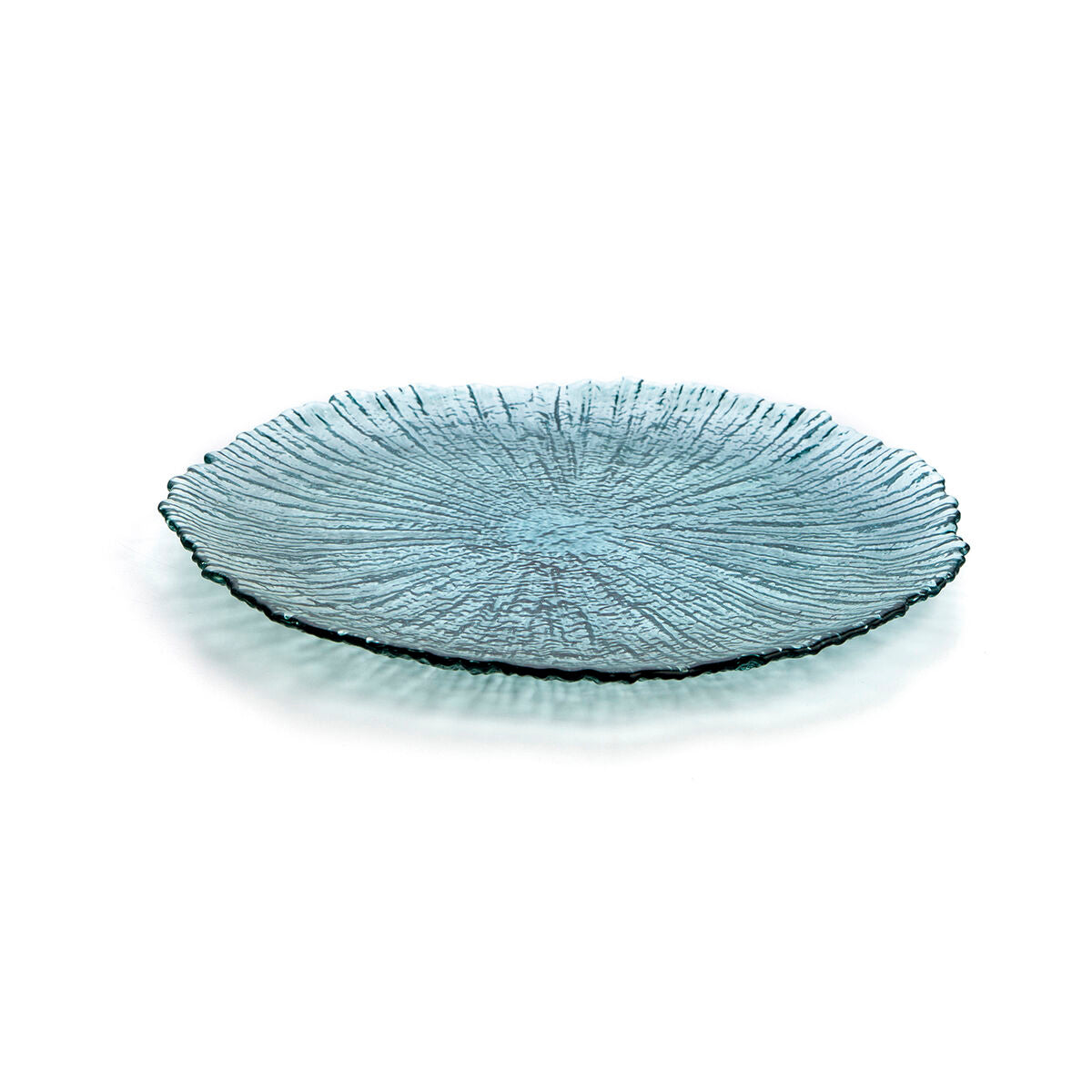 Piatto Piano Quid Mar de Viento Turchese Vetro (Ø 32 cm) (Pack 6x)