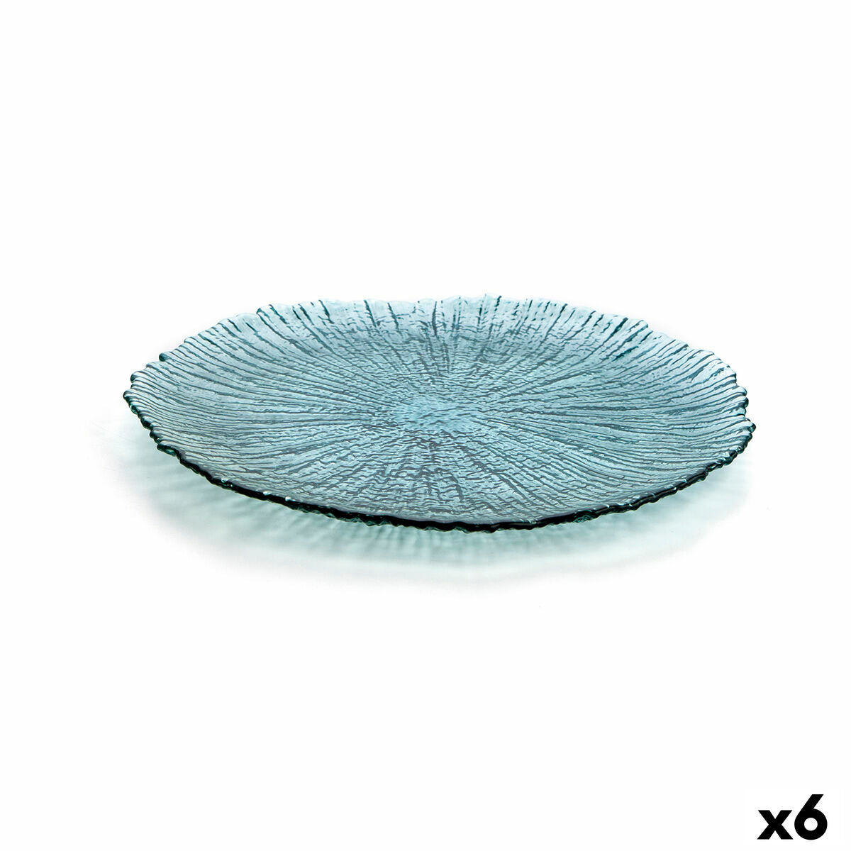 Piatto Piano Quid Mar de Viento Turchese Vetro (Ø 32 cm) (Pack 6x)