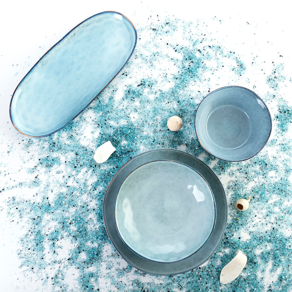 Teglia da Cucina Quid Boreal Ceramica Azzurro (36 x 16 cm) (Pack 2x)