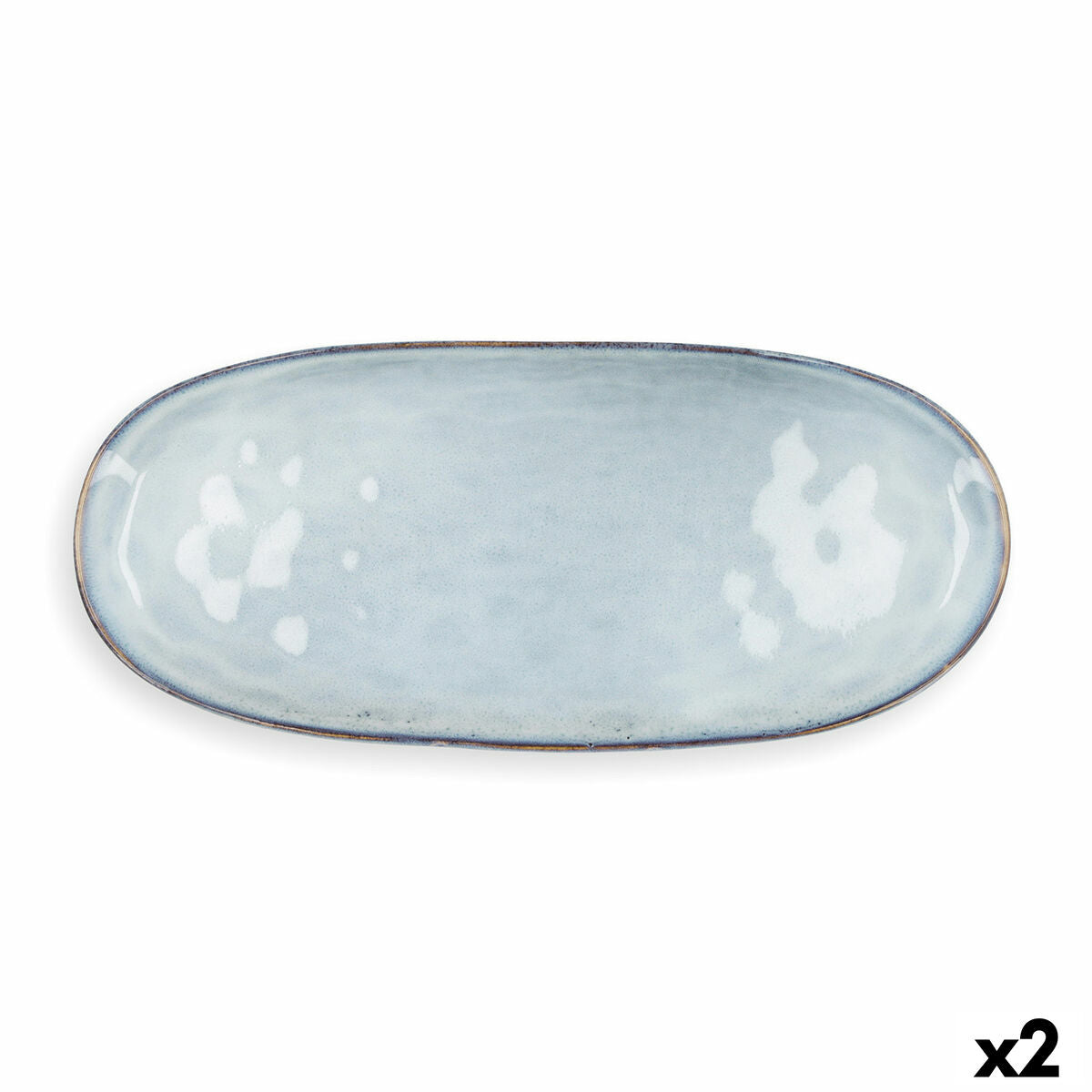 Teglia da Cucina Quid Boreal Ceramica Azzurro (36 x 16 cm) (Pack 2x)