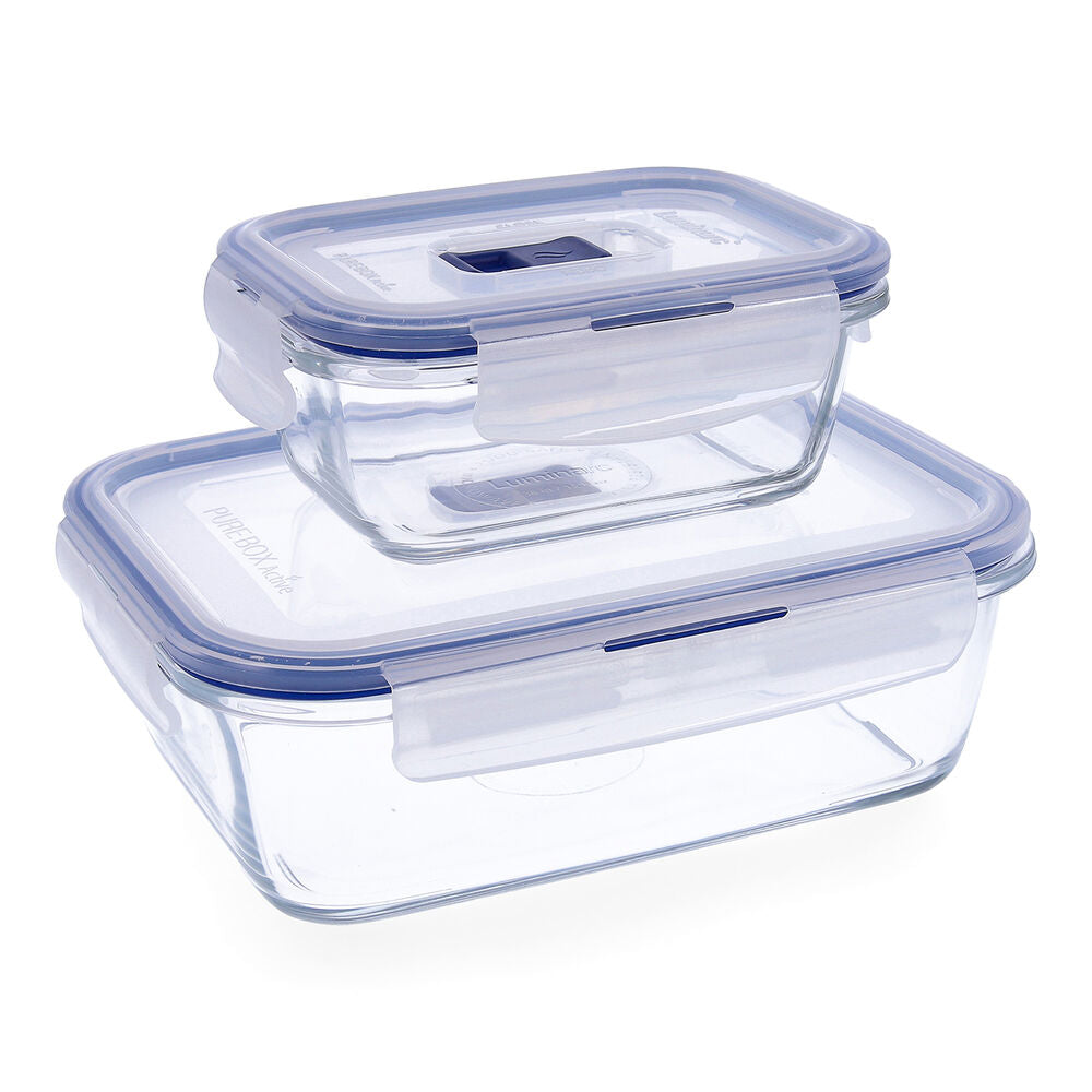 Set di scatole porta pranzo Luminarc Pure Box Vetro Bicolore (2 Pezzi)